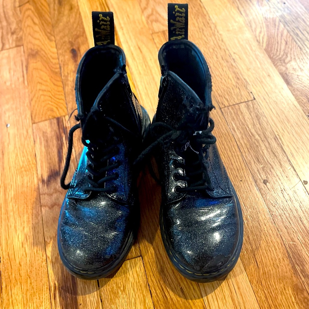 Girls black sparkle Dr. Marten boots